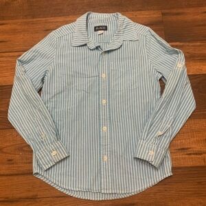 Children Place Boys Striped Blue White Long Sleeve Button-Down Shirt  Size M 7/8